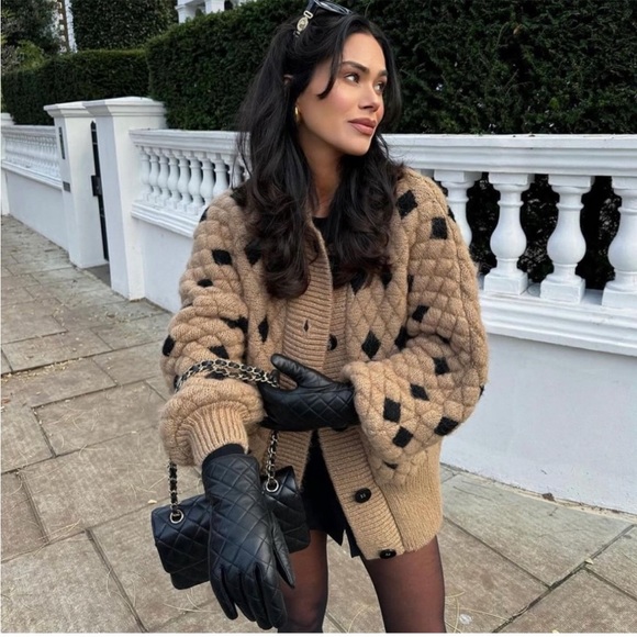 Bloggers Favorite- ZARA NEW WOMAN QUILTED KNIT JACKET CARDIGAN CAMEL 580… - Picture 12 of 12